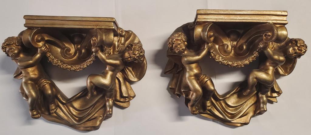 Pair of Cherub Wall Shelves/Sconces (1 of 4)