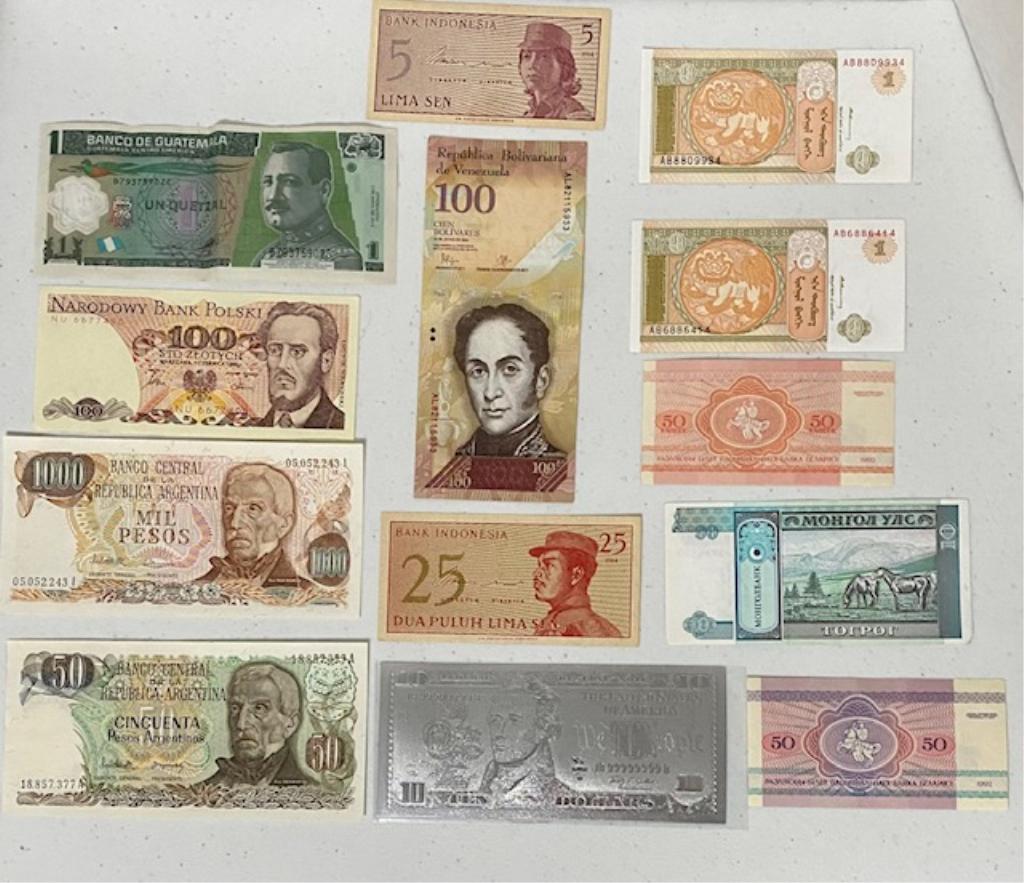 12 Foreign Bills - USA Silver Color $10 Note (1 of 11)