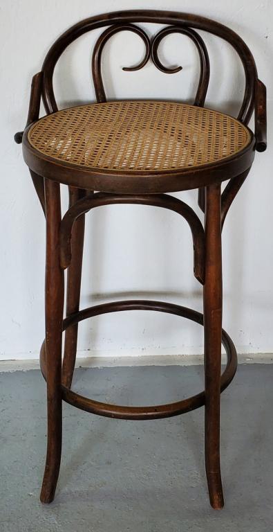 Low Back Bentwood Bar Stool with Cane Seat (1 of 5)