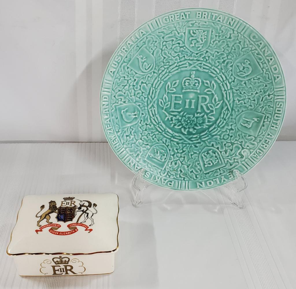 Queen Elizabeth II Coronation Trinket Box & Plate (1 of 9)
