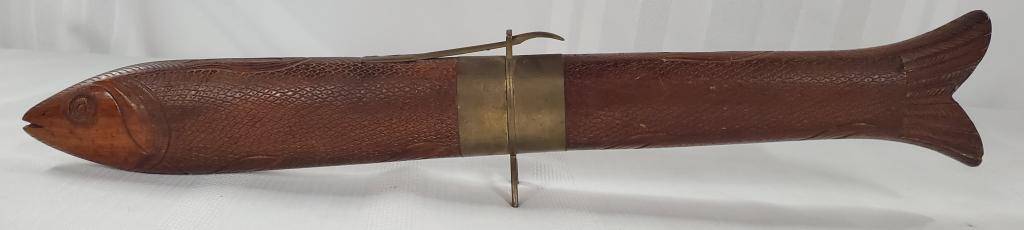Interesting Asian Wood Carved Fish Knife & Fork (1 of 6)