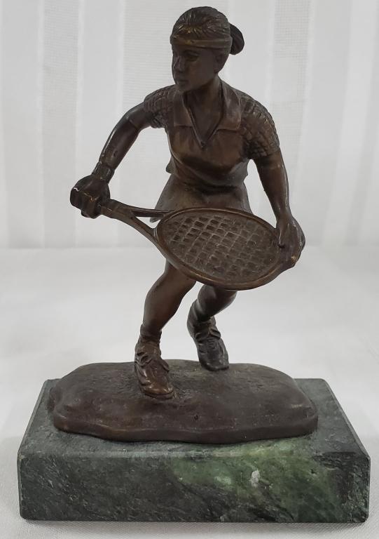 Small Bronze Female Tennis Player Sculpture (1 of 6)