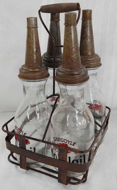 4 Oil Bottles In Metal Carrier (1 of 7)