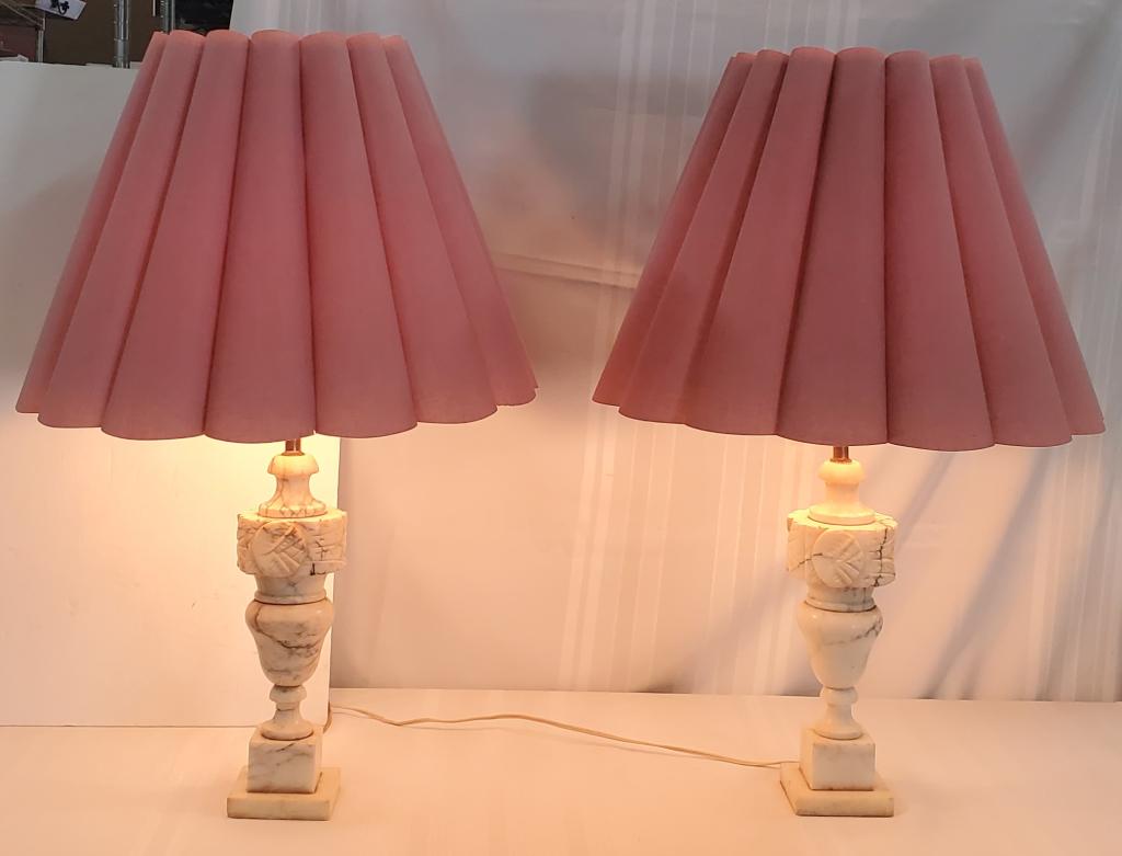 Pair of MCM Alabaster Lamps. (1 of 5)