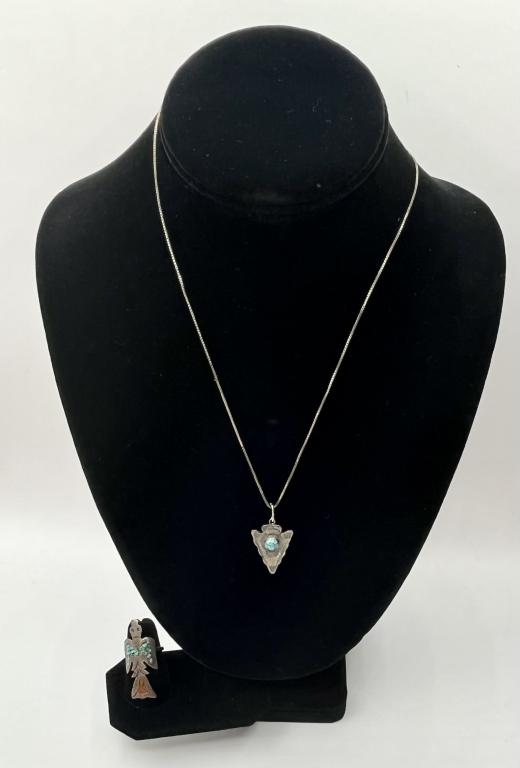 Sterling Native American Style Ring and Necklace (1 of 12)