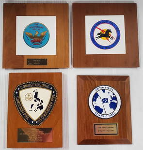 4 Vintage Military Plaques: 4 Vintage Military Plaques. * 1944 - 1964 - USS Southerland DD-743 Apx. 10" x 10". *USS Gallup PG-85 "Have Guns Will Travel - Apx. 10" x 10" *1989 Uunited States Atlantic Fleet - Apx. 10" H x 8"