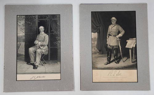 Robert E. Lee & J. E. Johnson Civil War Engraving: Robert E. Lee & J. E. Johnson Civil War Engravings. Shows some age wear. Matted Size Apx. 8 1/2" x 11". Photos are considered part of the description and condition.