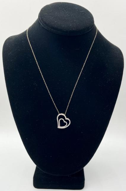Sterling Diamond Heart Pendant & Chain (1 of 9)
