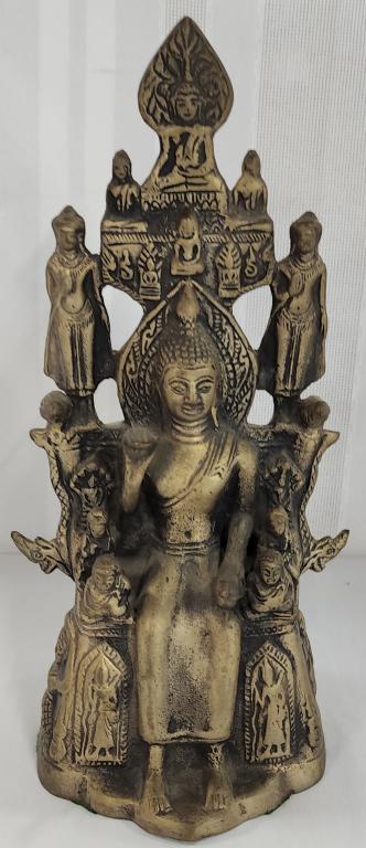 Elaborate Brass Maitreya Buddha On Throne (1 of 6)