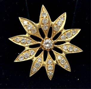 Stunning 14k Diamond Brooch - 5.6g TW