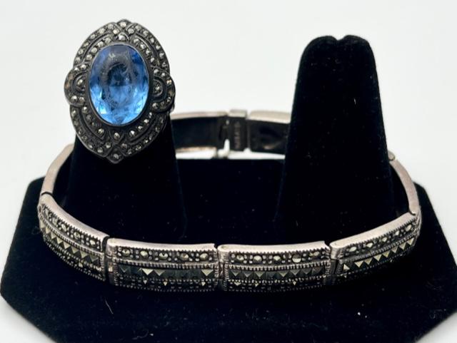 Sterling Marcasite Bracelet and Ring (1 of 17)