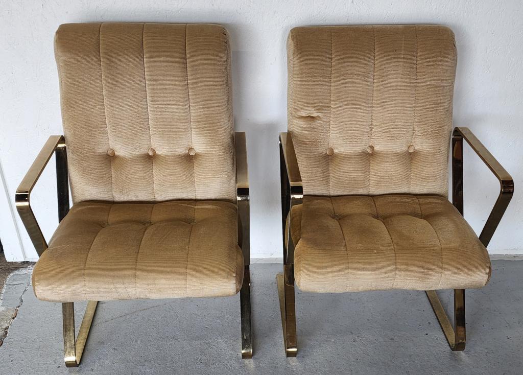 Pr. of MCM Chrome Upholstered Chairs. (1 of 6)