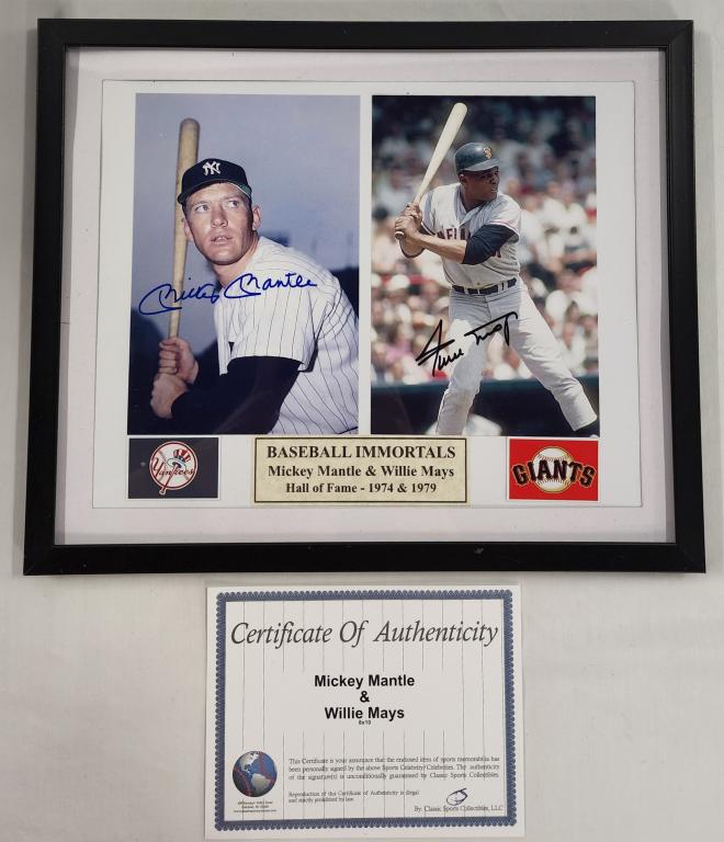 Mickey Mantle/Willie Mays Signed Photo  COA (1 of 3)