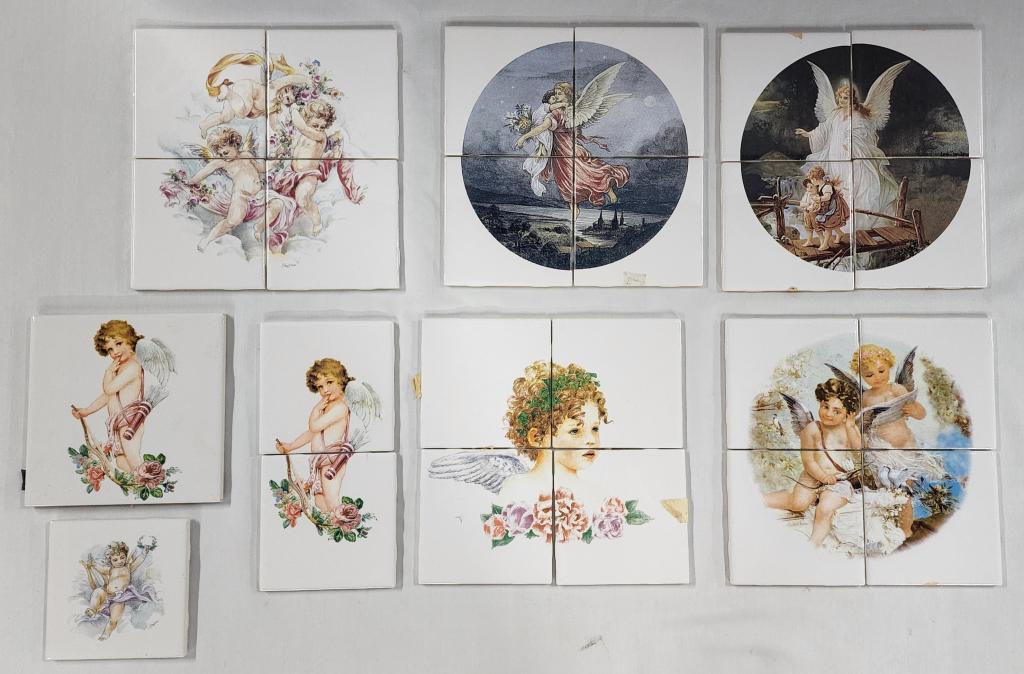 5 Cherub/Angel Tile Murals Plus aAdditional Tiles (1 of 8)
