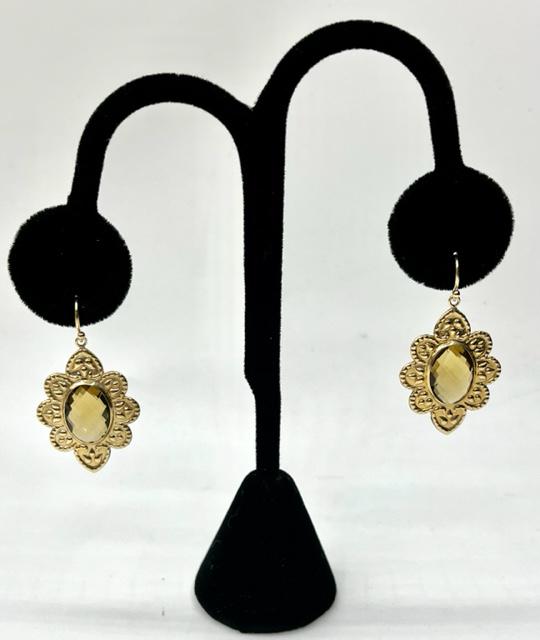 14k Dangle Earrings w/ Citrine   4.2g TW (1 of 9)