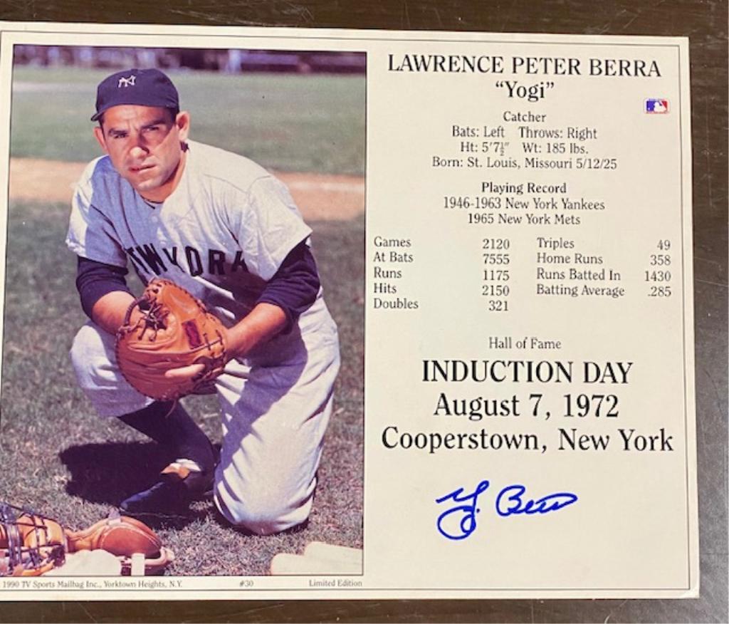 1990 "Lawrence Peter Berra Yogi" Card Signed (1 of 5)