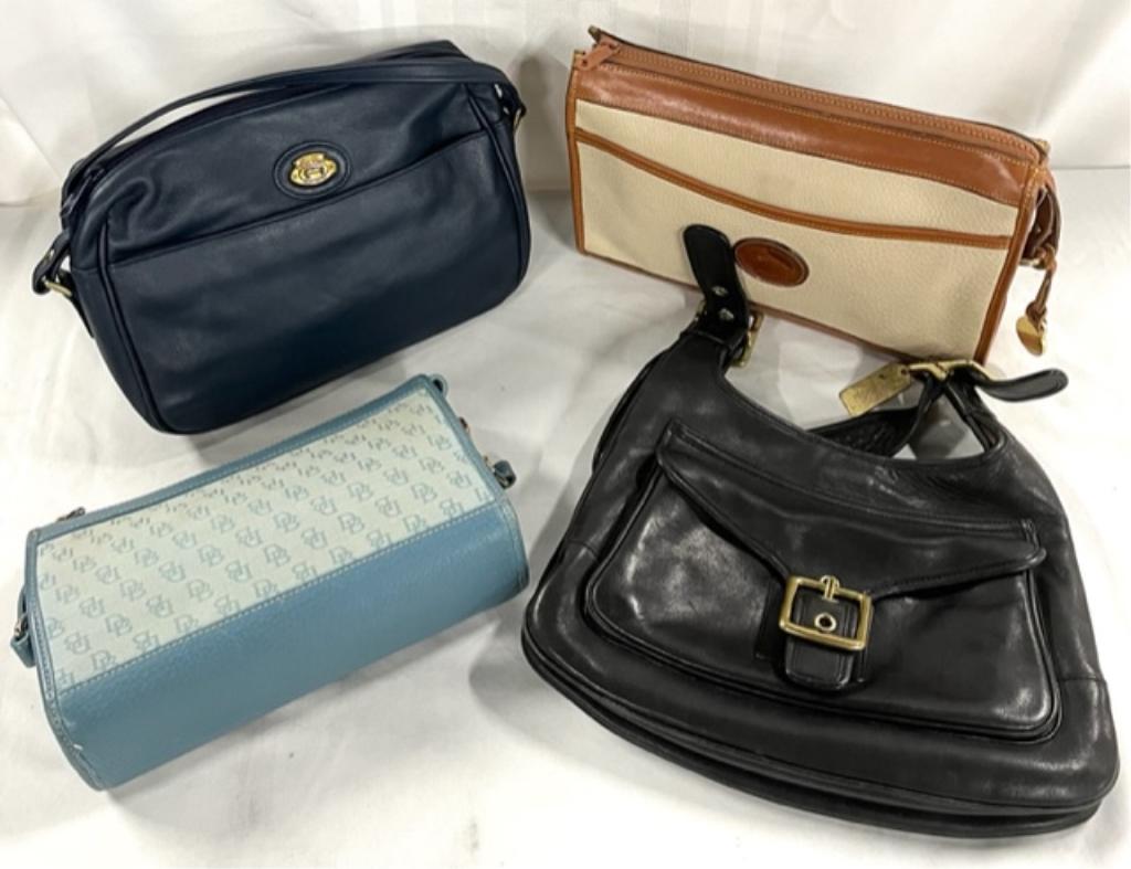 4 Designer Purses-Aigner/Coach/Dooney & Burke: 4 Designer Purses. *2 Dooney and Burke. *Aigner. *Coach. All four in Nice Condition. Photo's are considered part of the description and condition. O
