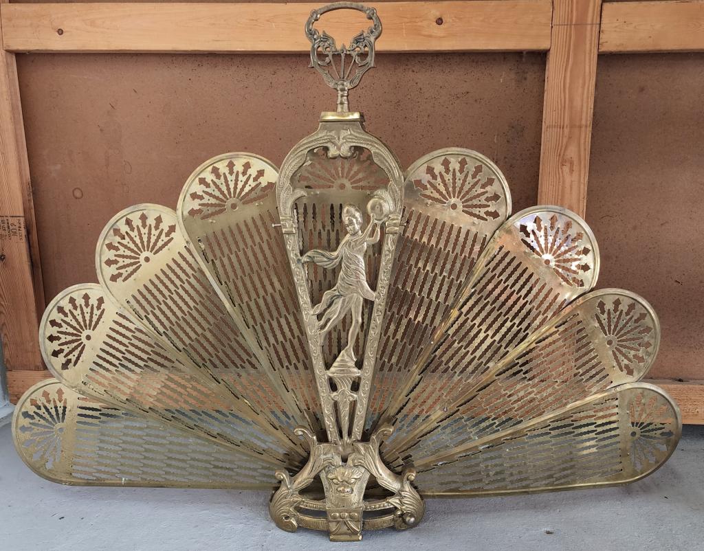 Brass Figural Peacock Fireplace Screen (1 of 9)
