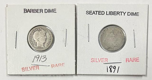 Silver Seated Liberty and Barber Dime (1 of 7)
