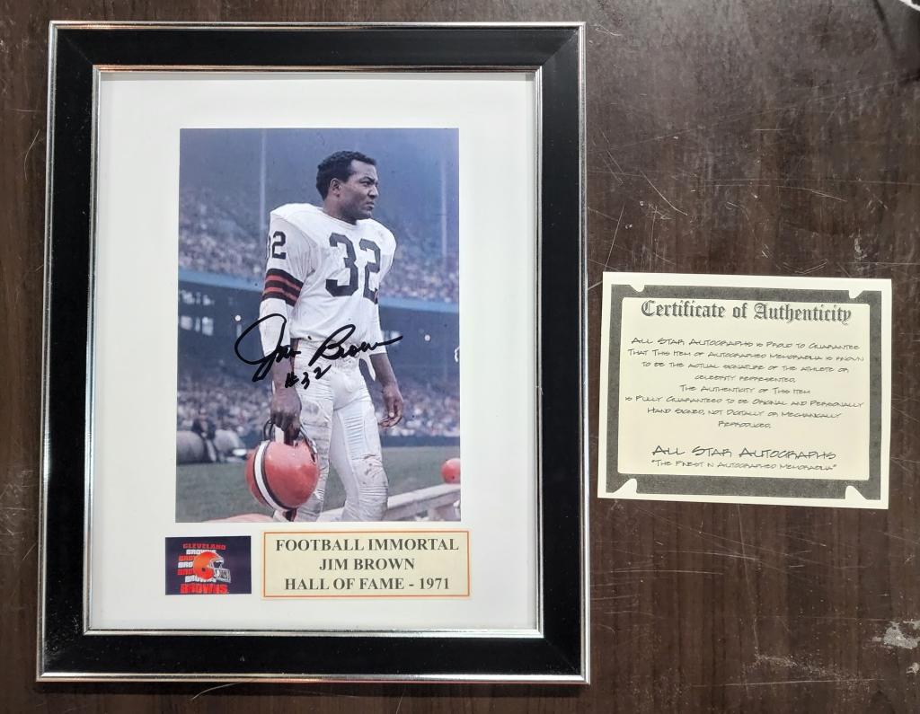Jim Brown Signed Football Picture w/ COA (1 of 2)