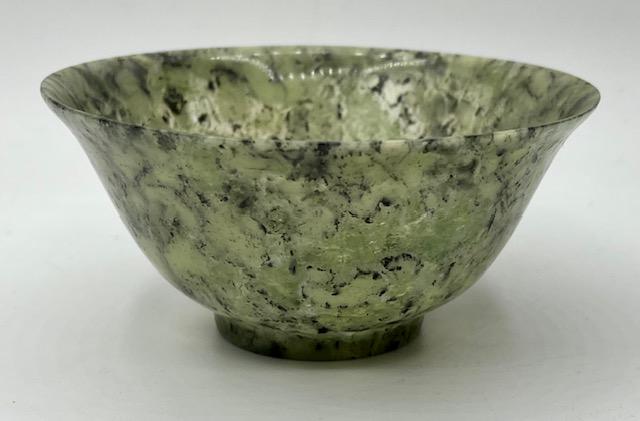 Small Asian Carved Serpentine Jade Bowl (1 of 5)
