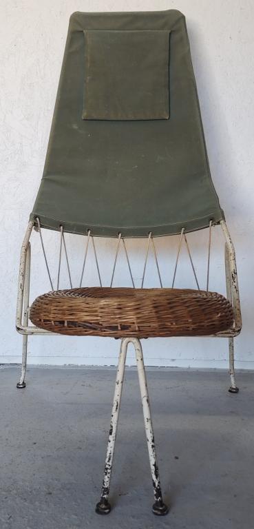 Very Odd MCM Wire Chair with Rattan Seat (1 of 10)
