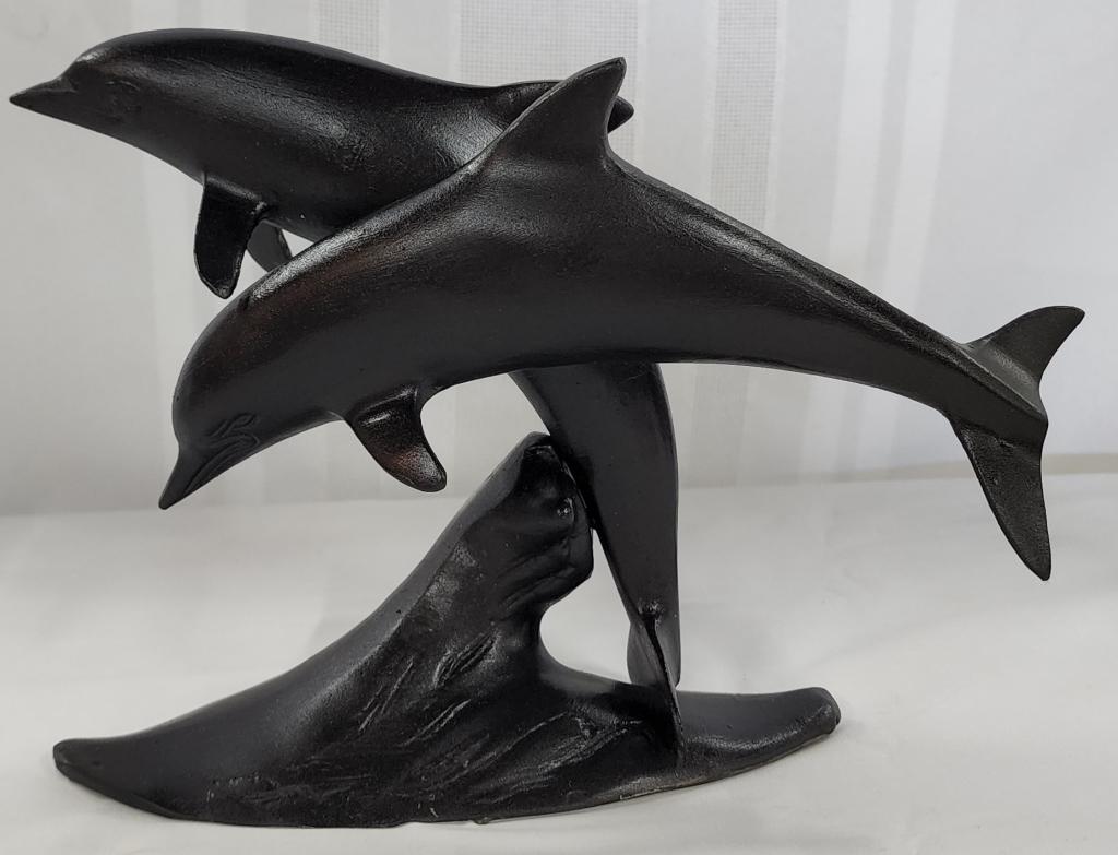 Vintage Painted Brass Dolphin Sculpture (1 of 8)