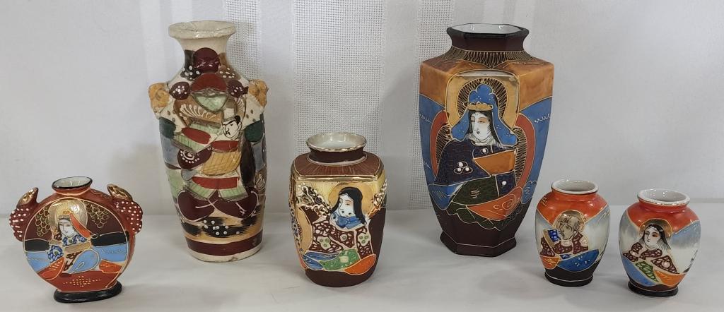 6 Assorted Hand Painted Japanese Vases (1 of 11)