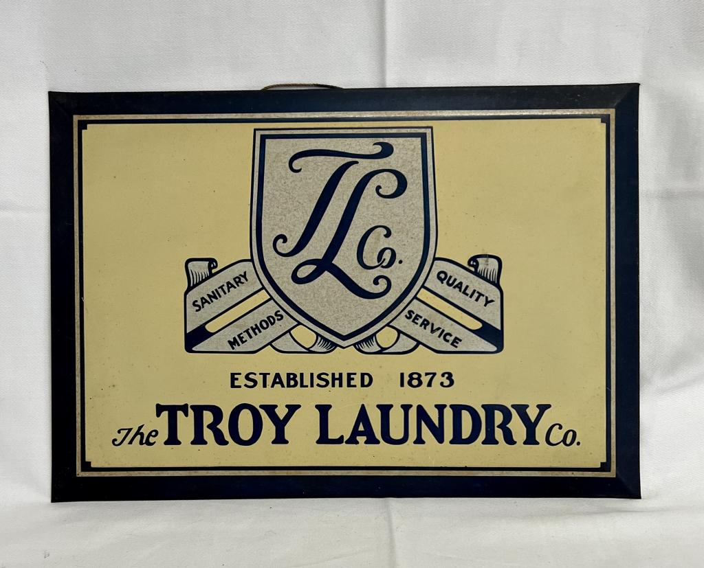 Tin over Cardboard Troy Laundry Sign (1 of 2)