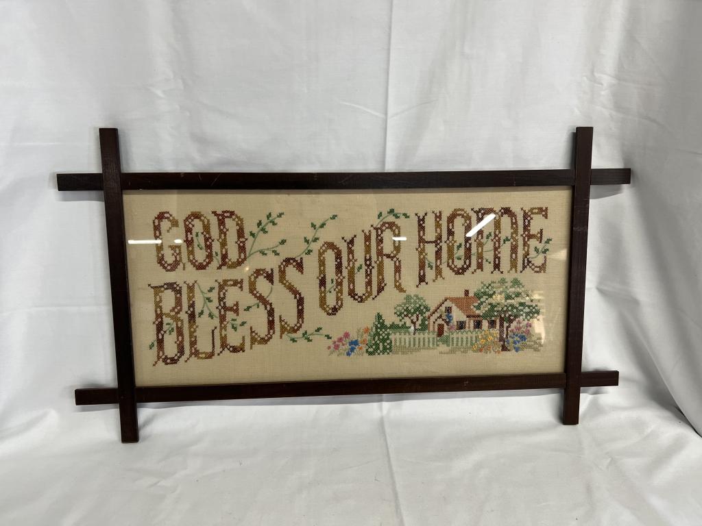 God Bless Our Home Framed Cross Stitch Sampler (1 of 4)