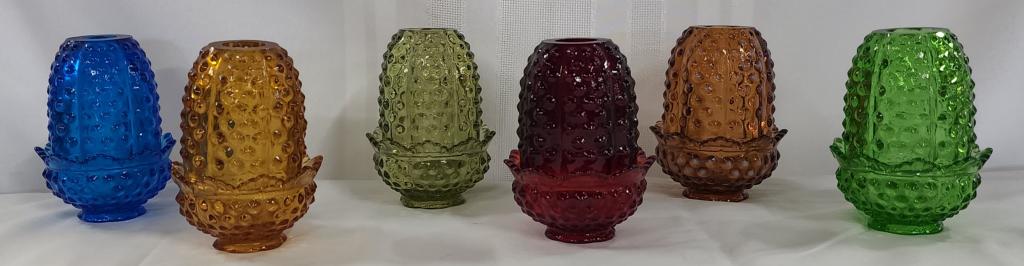 6 Fenton Hobnail Fairy Lights/Candle Holders: 6 Fenton Hobnail Fairy Lights/Candle Holders. Assorted Colors. All marked Fenton. Photo's are considered part of the description and condition.