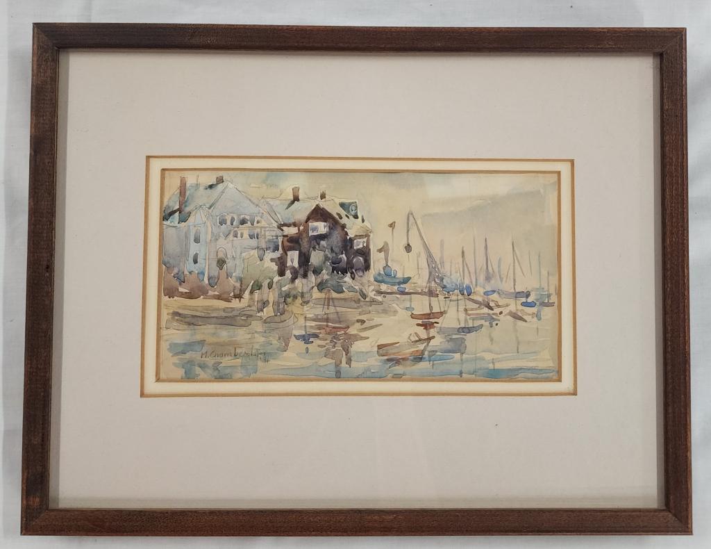 Vintage Watercolor-Signed M. Chamberlain '31 (1 of 6)