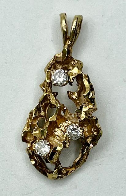 14k Diamond Nugget Pendant  2.1g TW (1 of 8)
