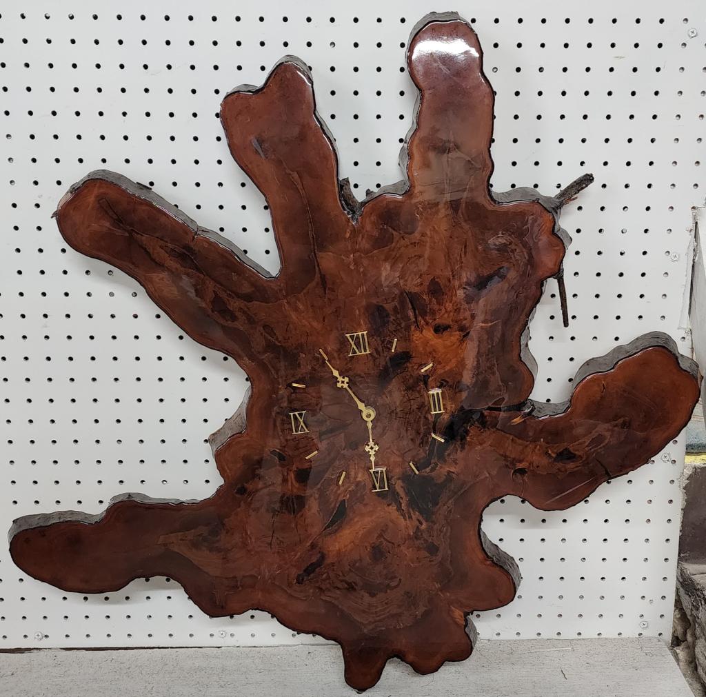 Cypress Wood Slab Wall Clock (1 of 5)
