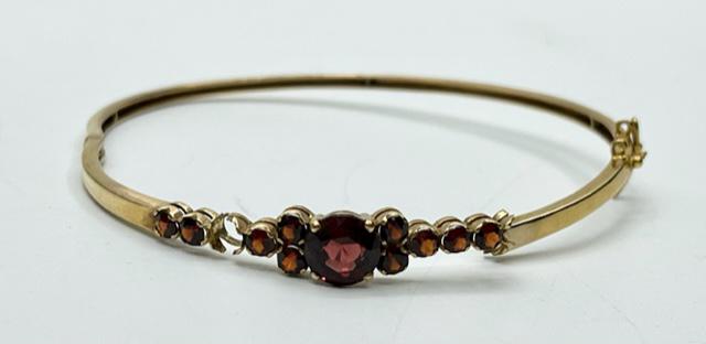 Scrap 14k Bangle w/Garnet Colored Stones - 8g TW (1 of 7)
