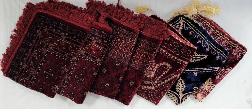 7 Assorted Asian/Indian Design Pillow Shams: 7 Assorted Asian/Indian Design Pillow Shams. *3 Euro Indian Design Pillow Shams - Apx. 28" x 28". 2 Shams are missing one tassel each. *4 Asian Hand Knotted Shams - Made in Turkey. Apx. 35" H x 23" W.