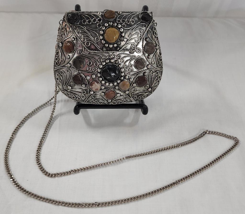 Handcrafted Vintage Silver Metal Purse (1 of 8)