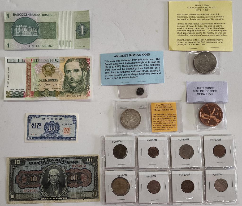 Assorted Foreign Currency and Medallion (1 of 13)