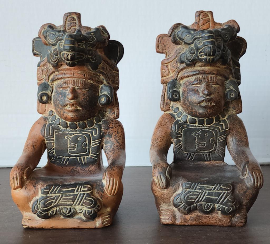 Pair of Terracotta Aztec Style Figures/Vases (1 of 7)