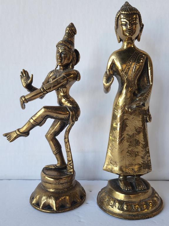 Brass Dancing Archanarishvara & Buddha. (1 of 8)
