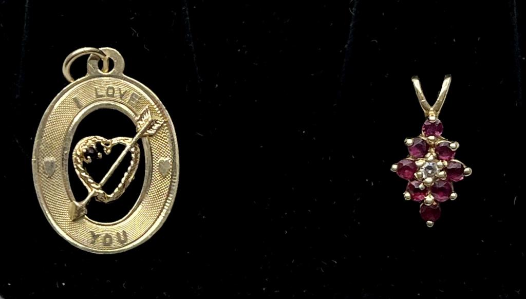 2 - 14k Pendants - 2.3g TW (1 of 6)
