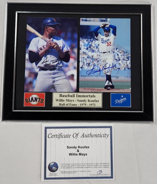 Signed Picture of Sandy Koufax /Willie Mays - COA (1 of 4)