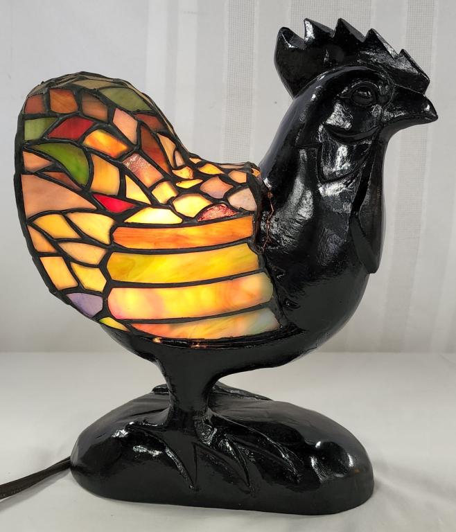 Leadedd Glass Rooster Lamp (1 of 7)