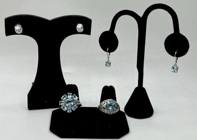 2 Sterling Rings and 2 Pairs of Sterling Earrings (1 of 18)