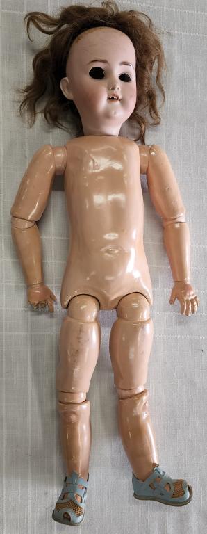30" Antique Bisque Doll: 30" antique bisque doll. - "My Sweetheart". - Adolf Wislizenus BJ and Co. - Germany. - missing 1 eye, missing some fingers, missing teeth - as shown in pictures. - chipped and scuffed. Photos are cons