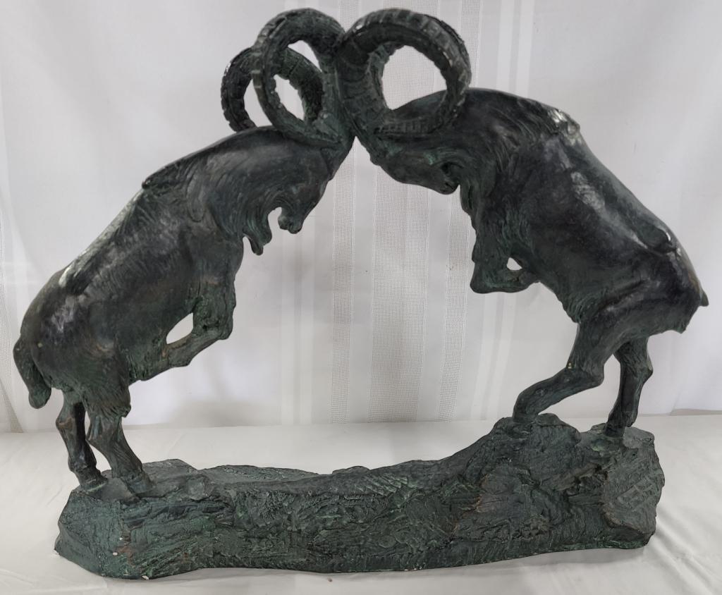 Signed Austin Sculpture of Fighting Rams (1 of 8)