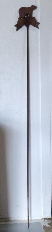 Cast Iron Welcome Bear Yard Stake: Cast iron welcome bear yard stake. - approx. 59"H. Photo's are considered part of the description and condition. 801-21