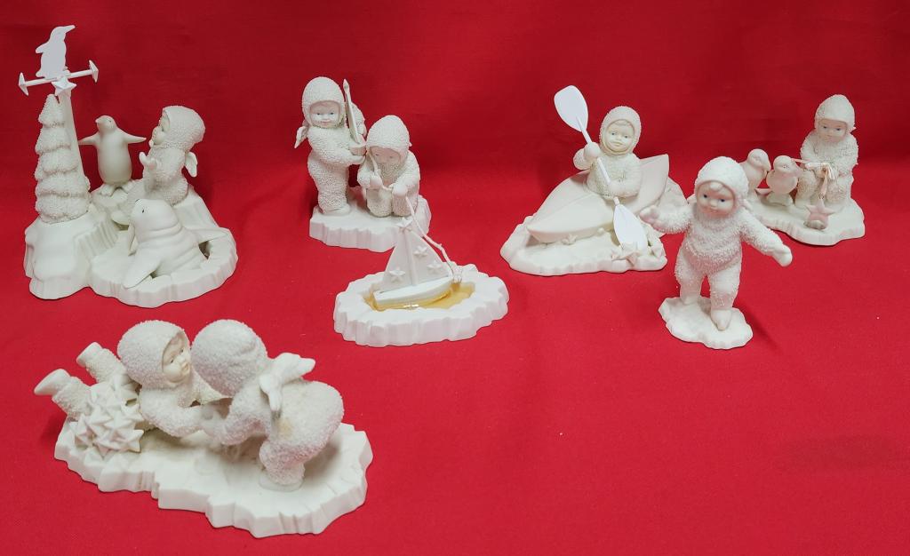 Collection of 6 Department 56 Snow Babies: Collection of 6 Department 56 Snow Babies. - sizes vary from 4"H to 7"H. Photo's are part of description and condition. 604-B