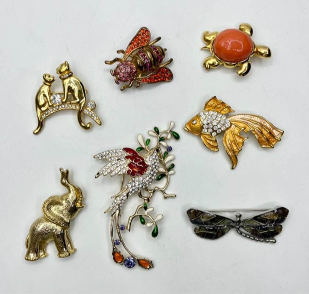 7 Assorted Nice Costume Animal Brooches (1 of 14)
