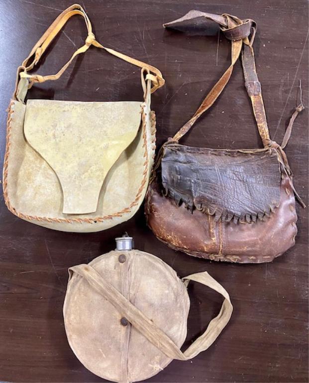 Vintage Leather Bags And Canteen (1 of 10)